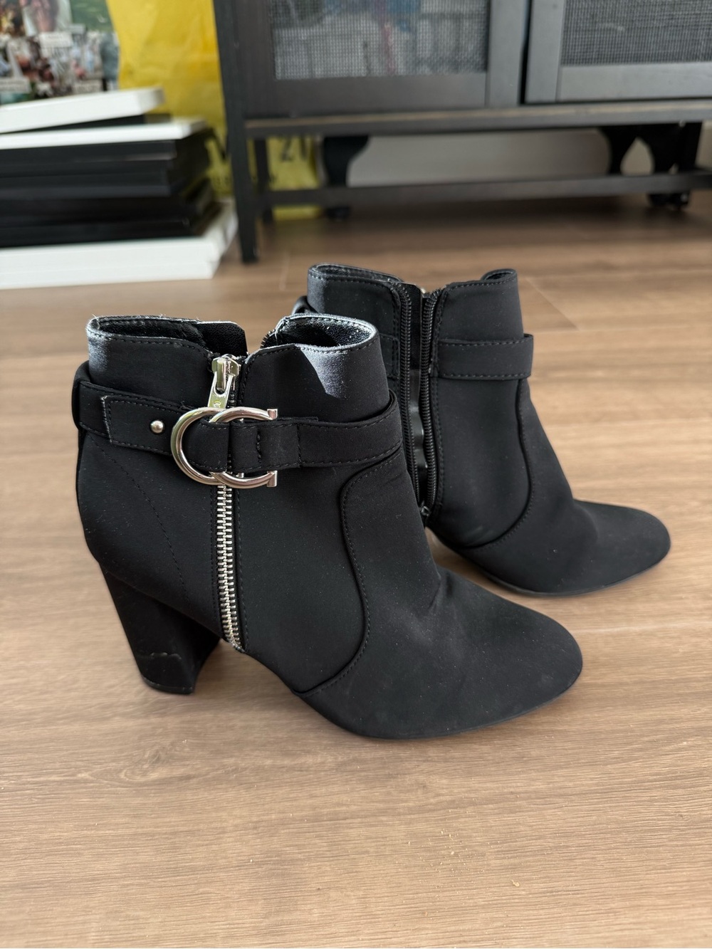 Black Ankle Booties with Side Buckle
